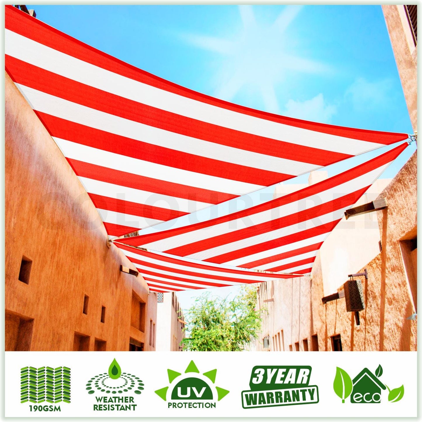 Right Triangle Sun Shade Sail Canopy, Commercial Grade, 7 Sizes, 8 Colors Sun Shade Sail Colourtree 12' x 12' x 17' Red / White