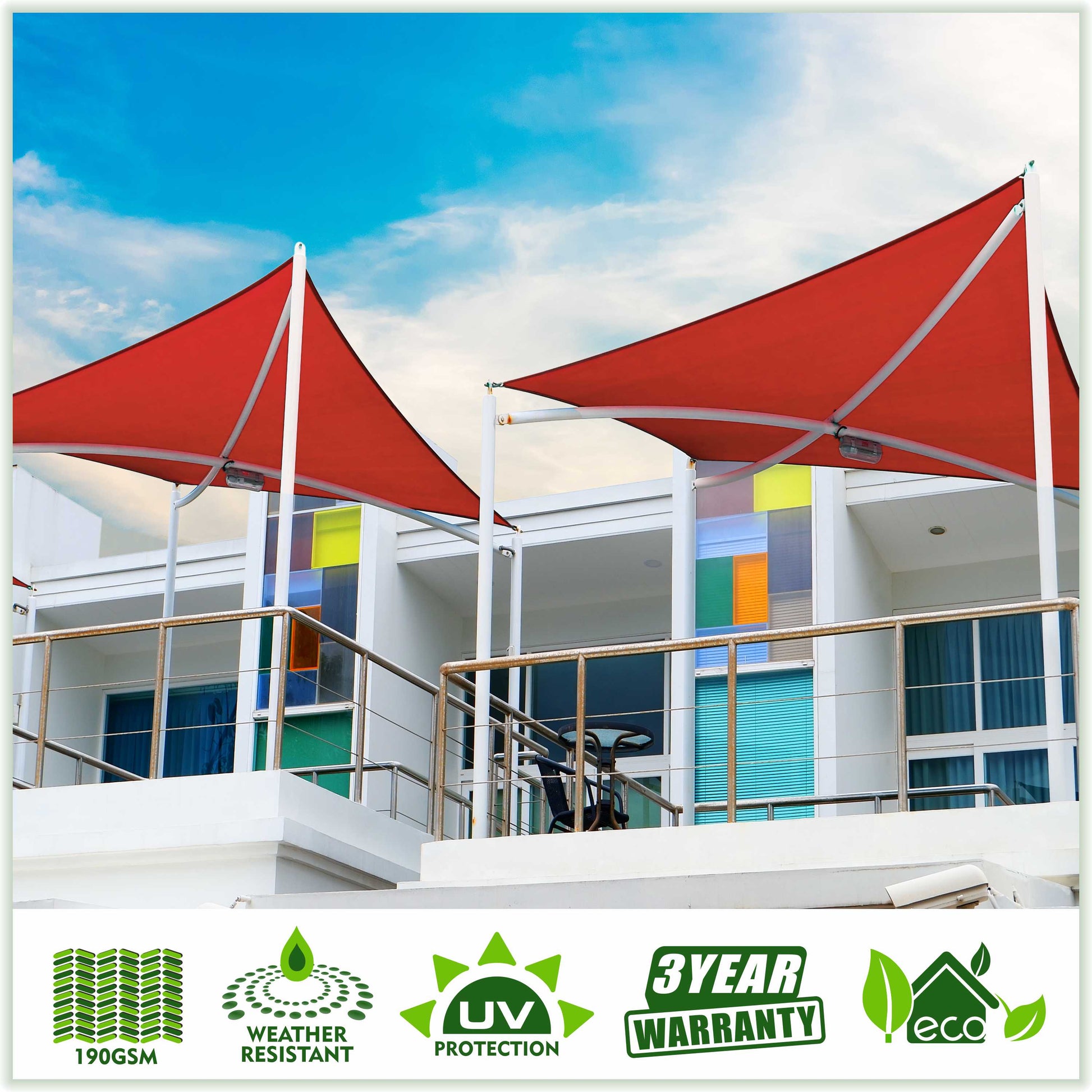 Equilateral Triangle Sun Shade Sail Canopy, Commercial Grade, 11 Sizes, 8 Colors Sun Shade Sail Colourtree