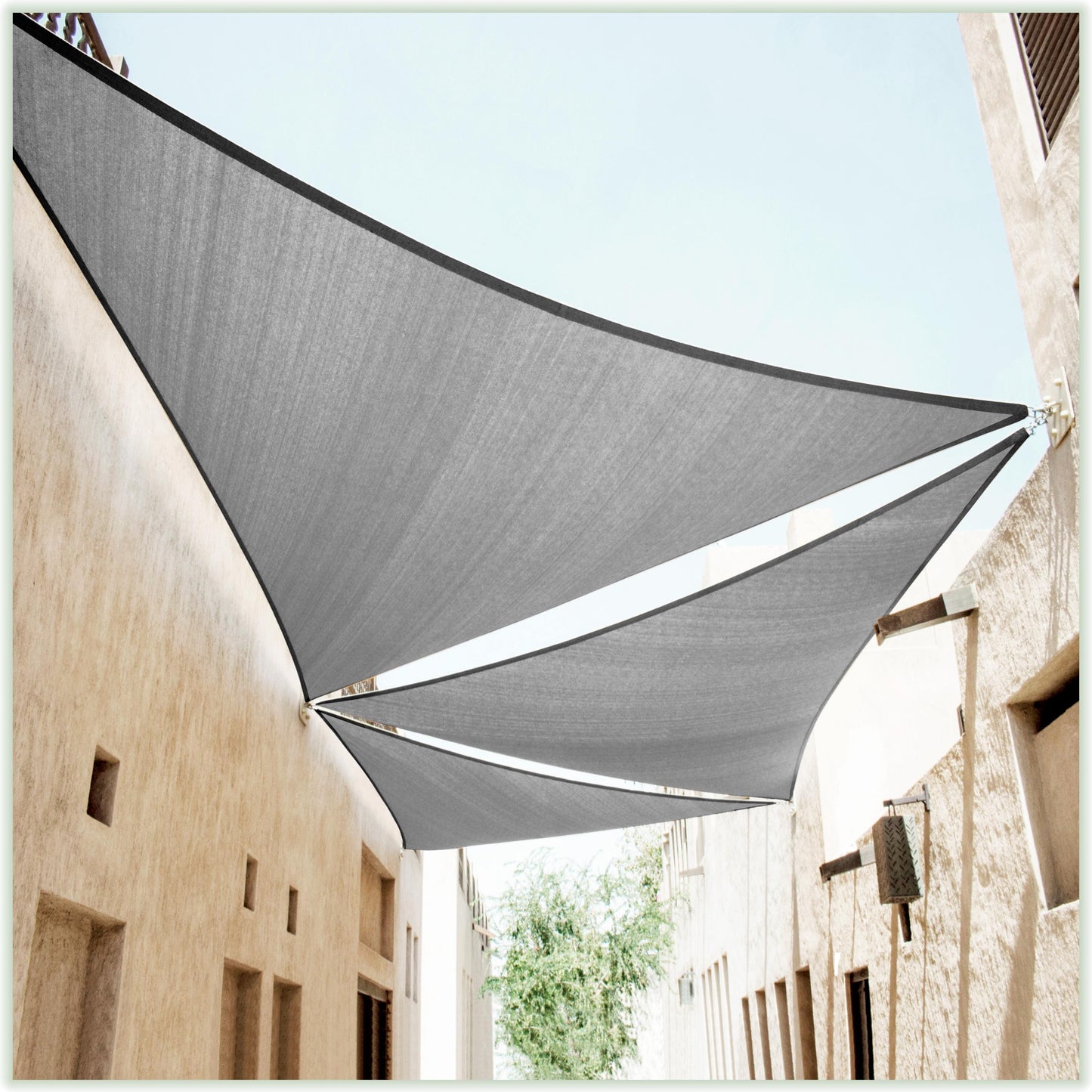 Equilateral Triangle Sun Shade Sail Canopy, Commercial Grade, 11 Sizes, 8 Colors Sun Shade Sail Colourtree 32' x 32' x 32' Grey
