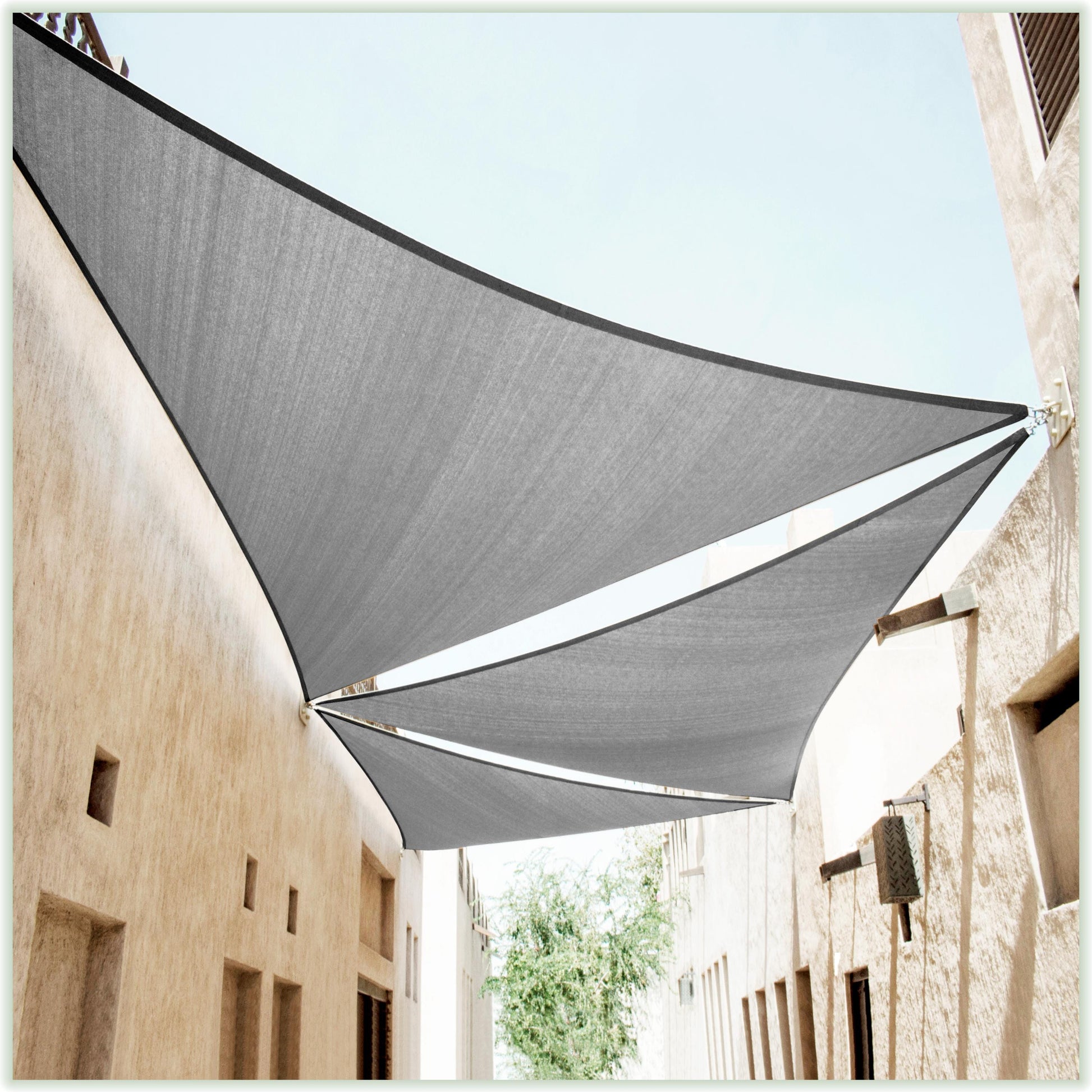 Equilateral Triangle Sun Shade Sail Canopy, Commercial Grade, 11 Sizes, 8 Colors Sun Shade Sail Colourtree 32' x 32' x 32' Grey