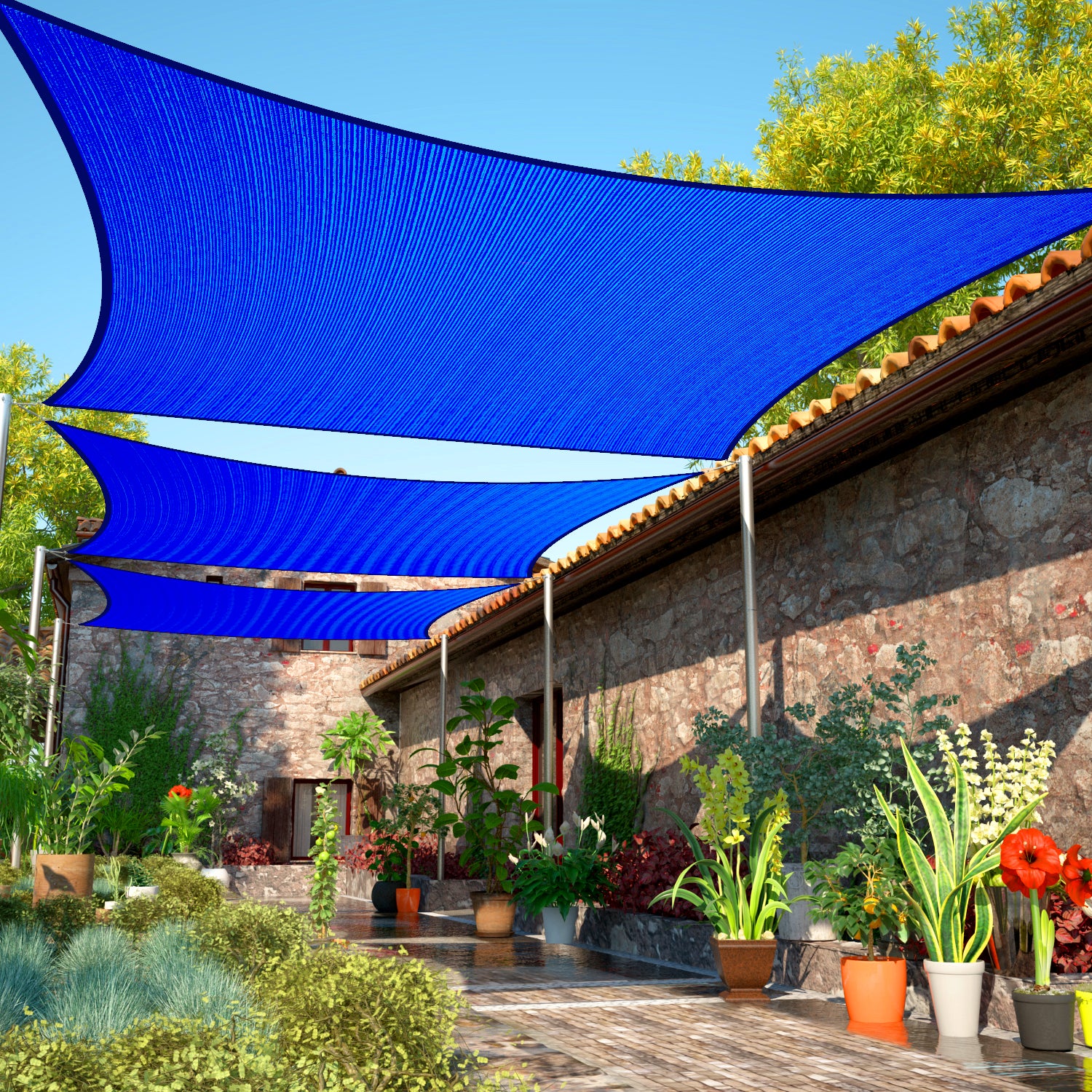 Square Sun Shade Sail Canopy, Commercial Grade, 4 Sizes, 8 Colors