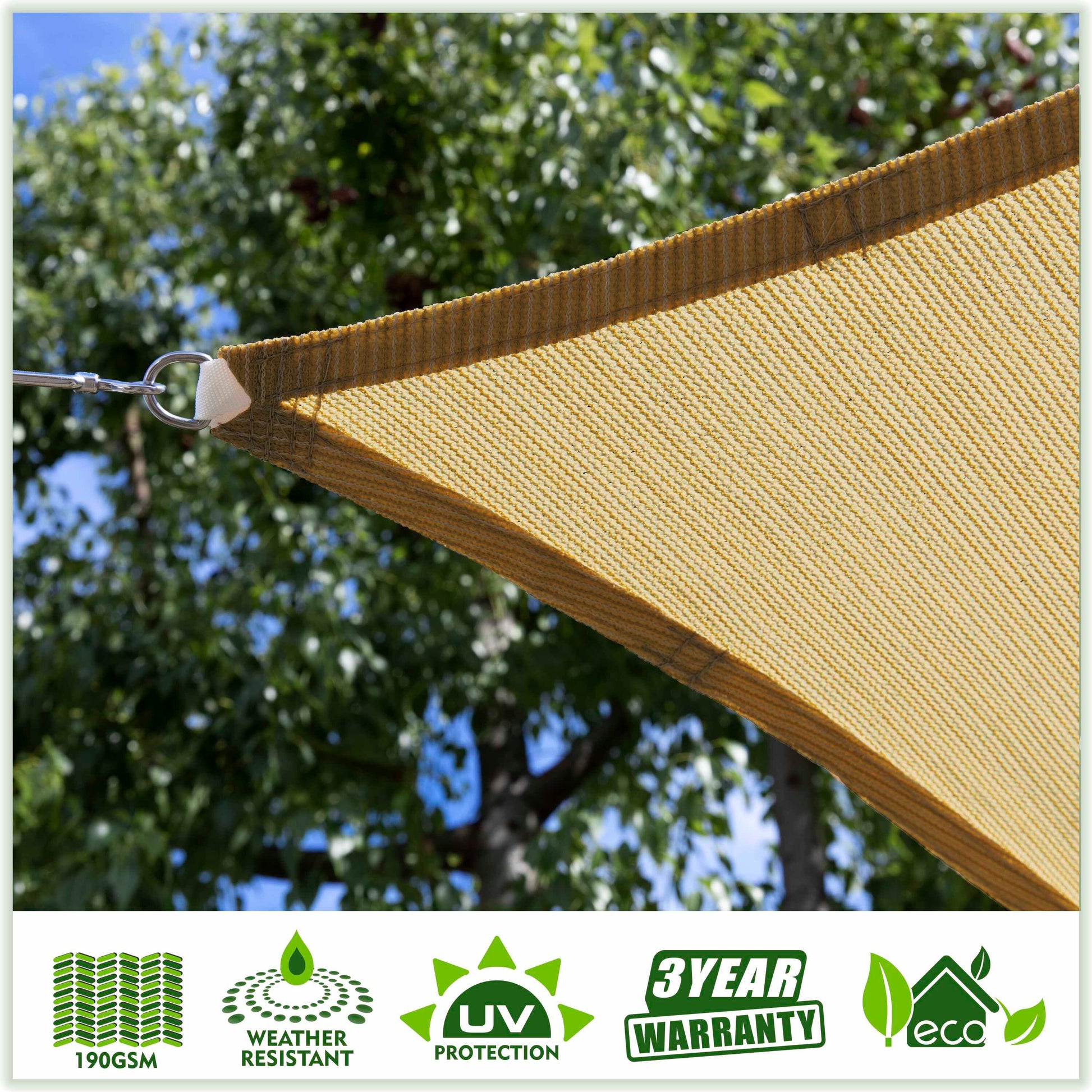 Right Triangle Sun Shade Sail Canopy, Commercial Grade, 7 Sizes, 8 Colors Sun Shade Sail Colourtree 
