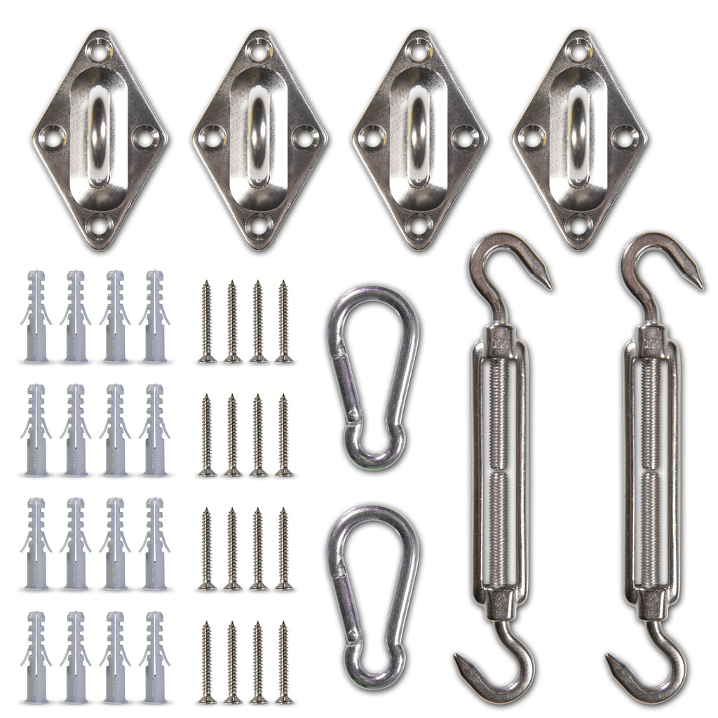 Rectangle Sun Shade Sail + Hardware Kit & 4 Stainless Steel Cables Combo 2
