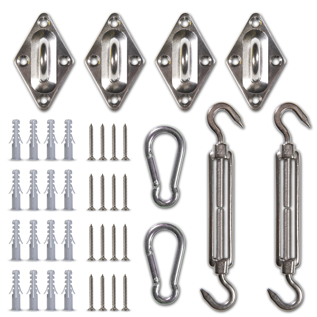 Rectangle Sun Shade Sail + Hardware Kit & 4 Stainless Steel Cables Combo 2