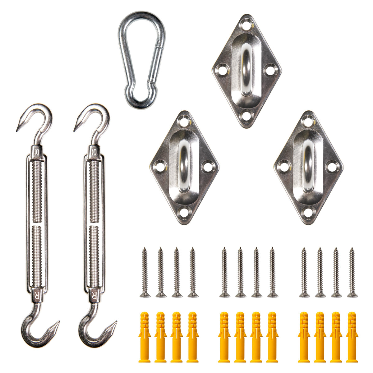ShadeMart 10" Heavy Duty Stainless Steel Shade Sail Hardware Kit – Triangle 1