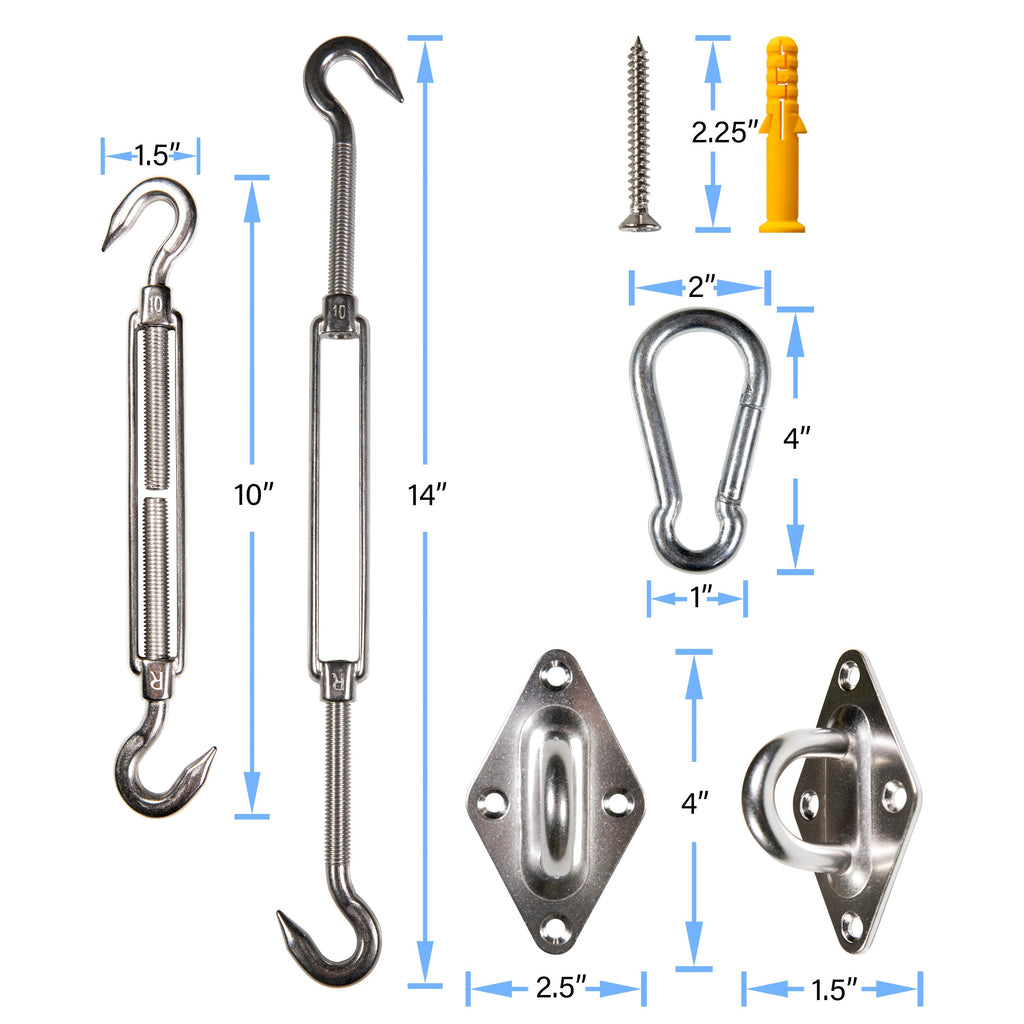 ShadeMart 10" Heavy Duty Stainless Steel Shade Sail Hardware Kit – Triangle 2