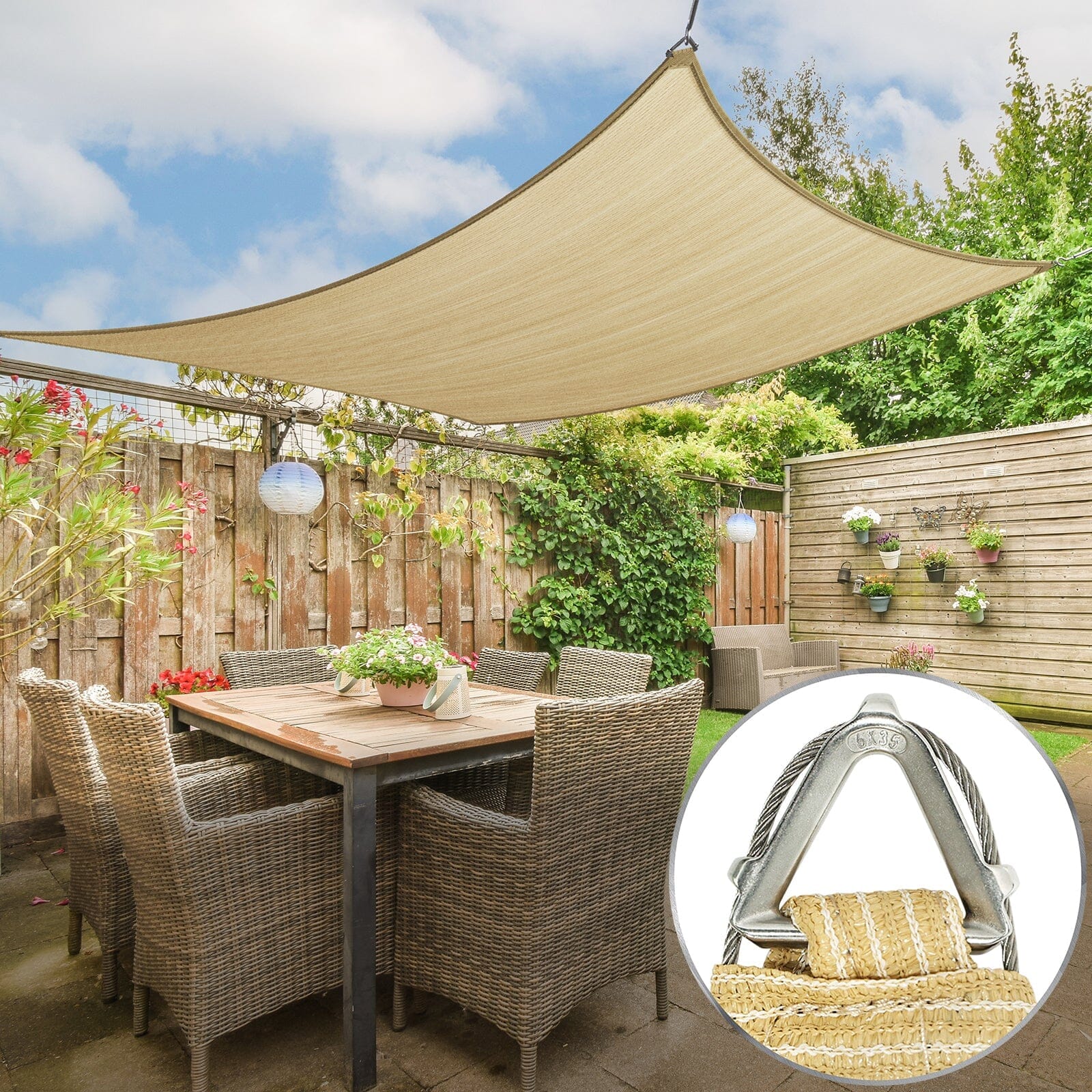 Colourtree Rectangle Pro Ring Shade Sail Colourtree Beige 12 x 12(ft.) 