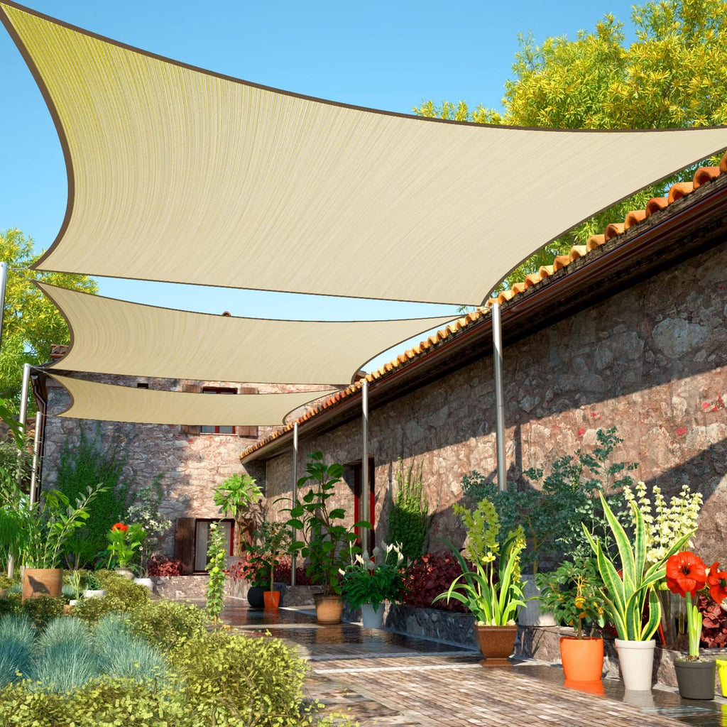 Rectangle Sun Shade Sail + 4 Stainless Steel Cables Combo 1