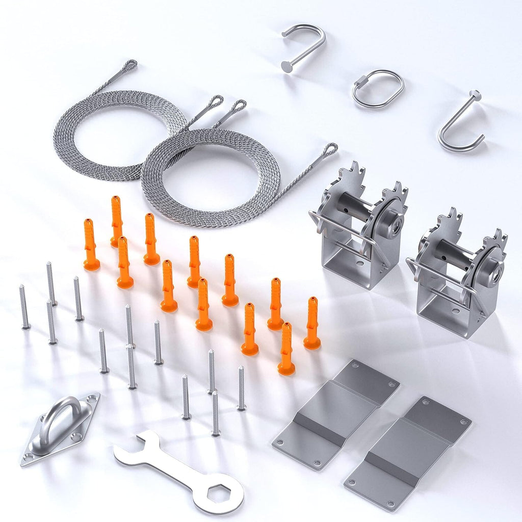 Triangle Sun Shade Sail + Ratchet Winch Tensioning Kit Combo 2