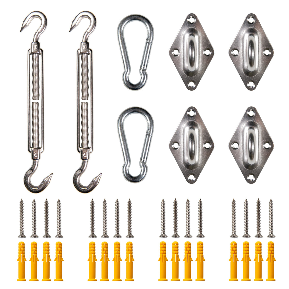 ShadeMart 10" Heavy Duty Stainless Steel Shade Sail Hardware Kit – Square / Rectangle 1