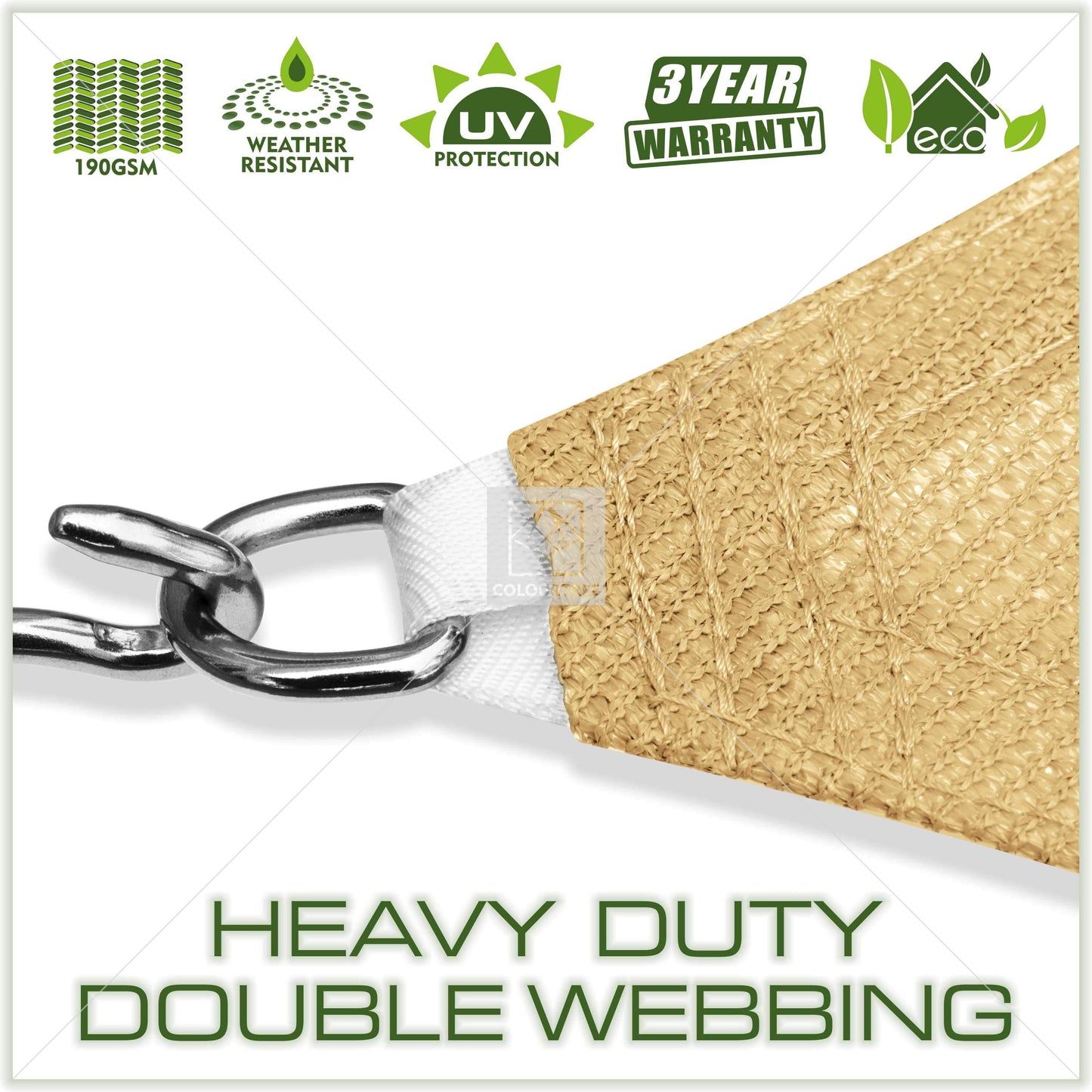 Right Triangle Sun Shade Sail Canopy, Commercial Grade, 4 Sizes, 7 Colors - ColourTree