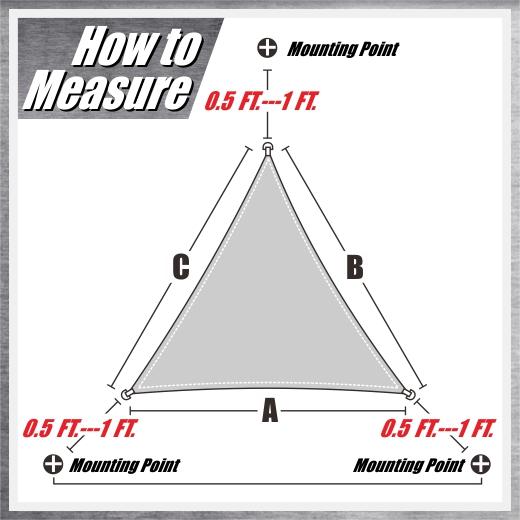 Right Triangle Sun Shade Sail Canopy, Commercial Grade, 4 Sizes, 7 Colors - ColourTree