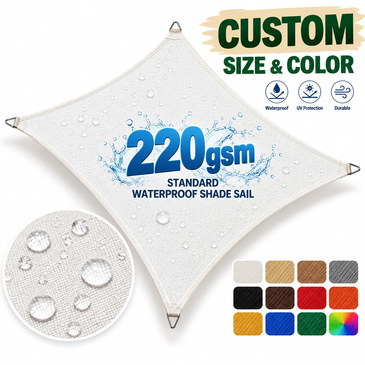 ShadeMart Custom Waterproof Shade Sail – custom size & color