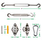 1500 LB Capacity Triangle Sun Shade Sail Installation Complete Hardware Kit - 6 Inches, 304 Stainless Steel, Anti Rust
