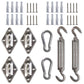 Square and Rectangle Sun Shade Sail Canopy Awning Installation Whole Set of Hardware Kits - 24 PC Hardware Kits, 48 ft (12 ft x 4) Cable Wire Ropes