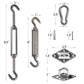 Square and Rectangle Sun Shade Sail Canopy Awning Installation Whole Set of Hardware Kits - 24 PC Hardware Kits, 48 ft (12 ft x 4) Cable Wire Ropes
