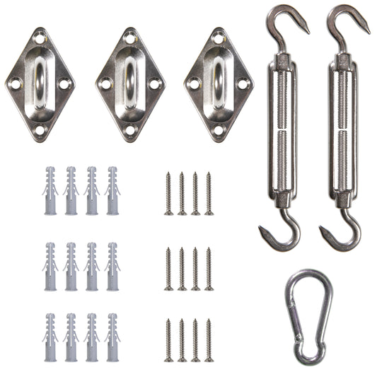 1500 LB Capacity Triangle Sun Shade Sail Installation Complete Hardware Kit - 6 Inches, 304 Stainless Steel, Anti Rust