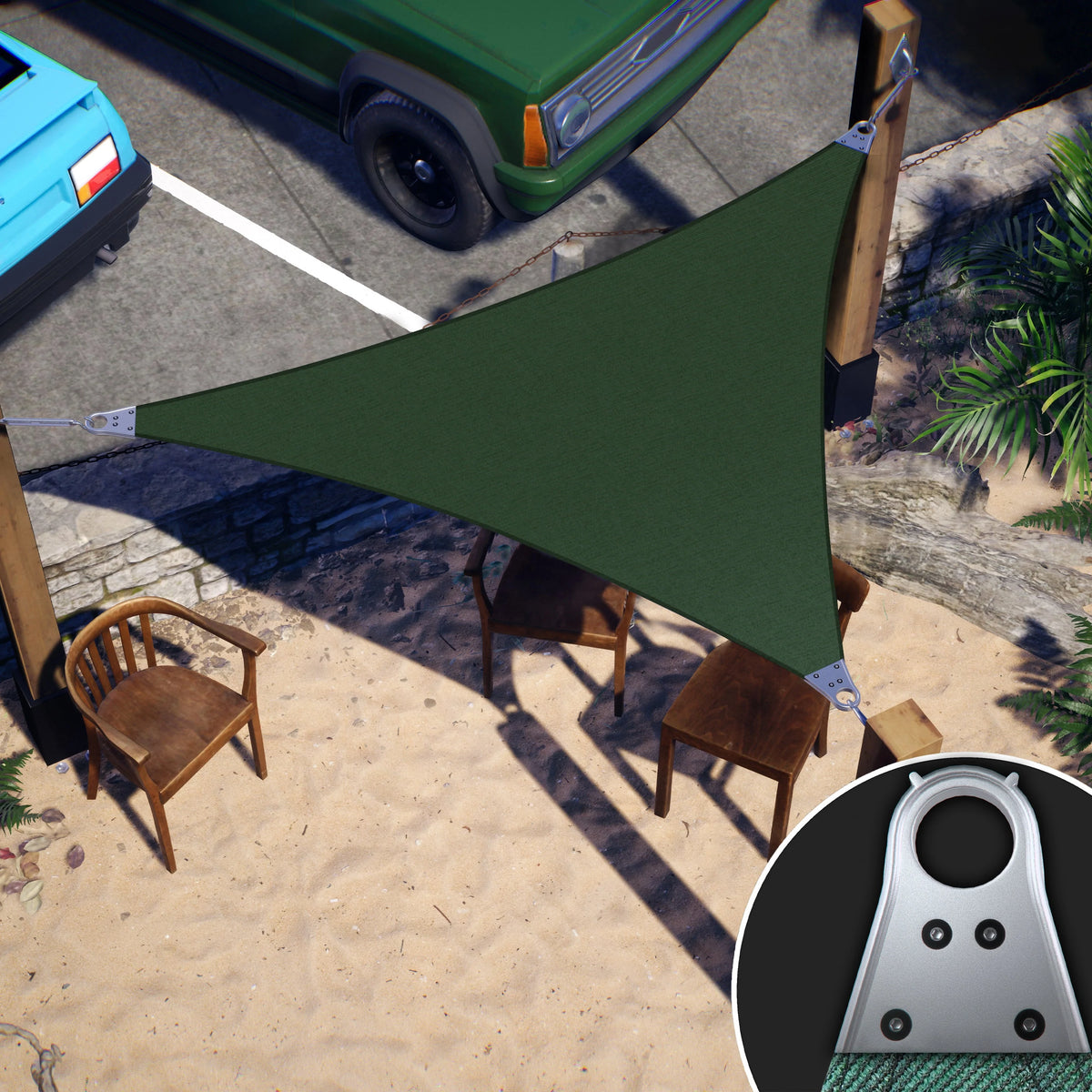 ShadeMart Super Ring Heavy Duty Triangle Shade Sail – 260 GSM Virgin HDPE, 98% UV Block