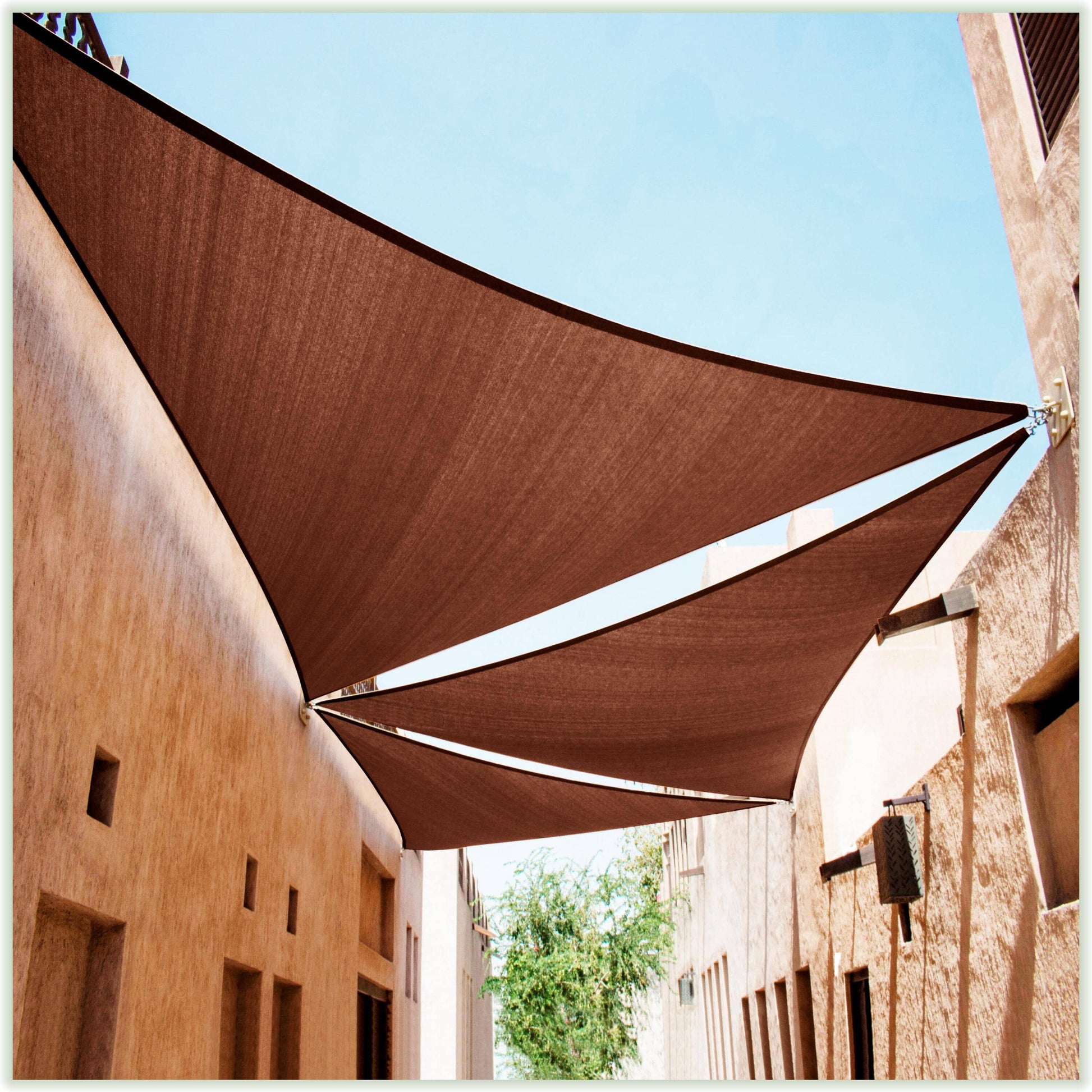 Equilateral Triangle Sun Shade Sail Canopy, Commercial Grade, 11 Sizes, 8 Colors Sun Shade Sail Colourtree 32' x 32' x 32' Brown 